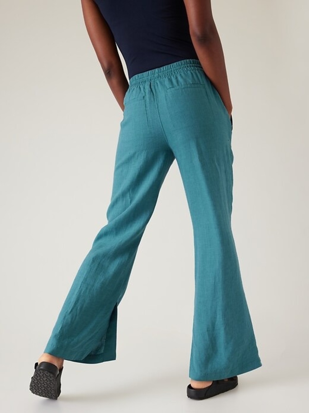 Athleta Retreat Linen Wide-Leg Pants - Borealis Green